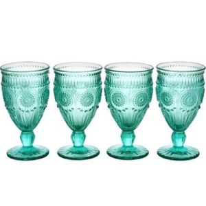 SET OF 12 Turquoise Pioneer Woman Adeline Goblets